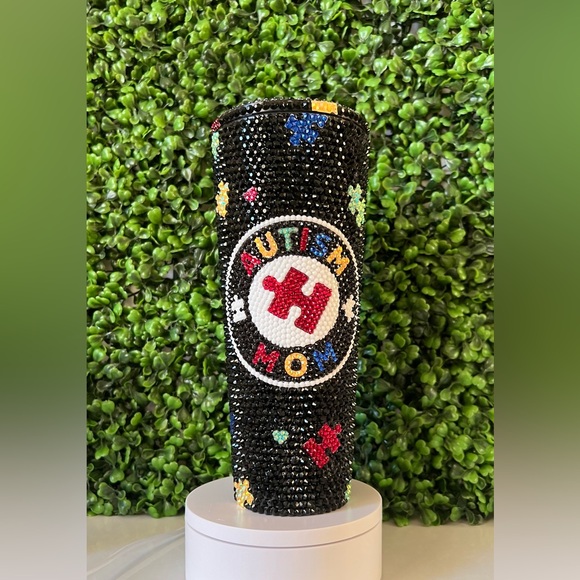 Autism mom full bling tumbler - Picture 1 of 4